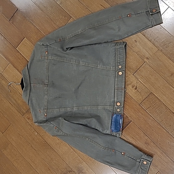 BCBG Maxazria Jeans Olive Green Denim Cropped Jacket  Size L - Picture 2 of 9